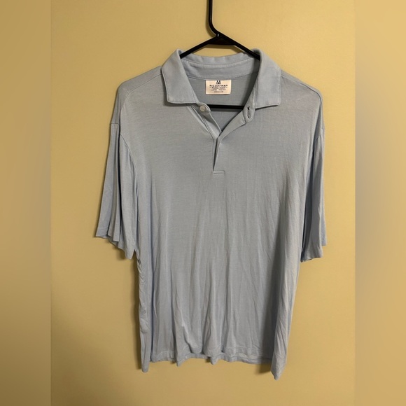 Mizzen Main Polo Shirt Size Large Light Blue Trim Fit Golf Performance Preppy - Picture 1 of 7
